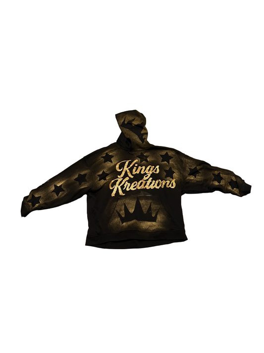 Kings Kreations Star Crown Hoodie – Black & Gold Edition