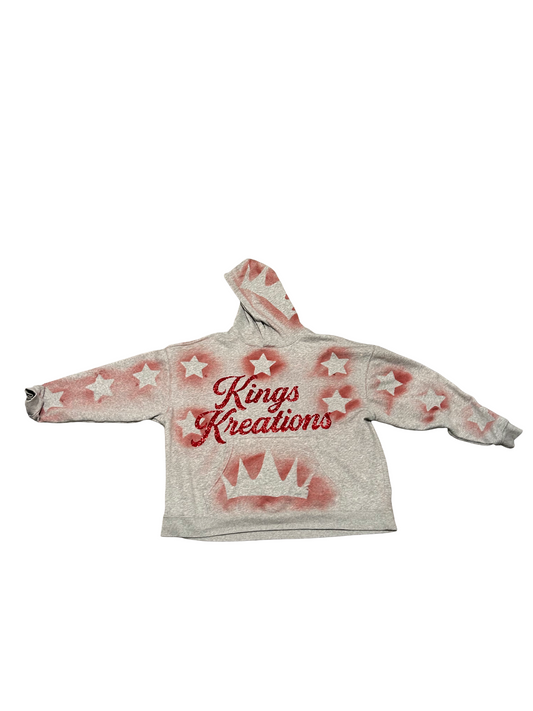 Kings Kreations Star Crown Hoodie – Red & Grey Edition